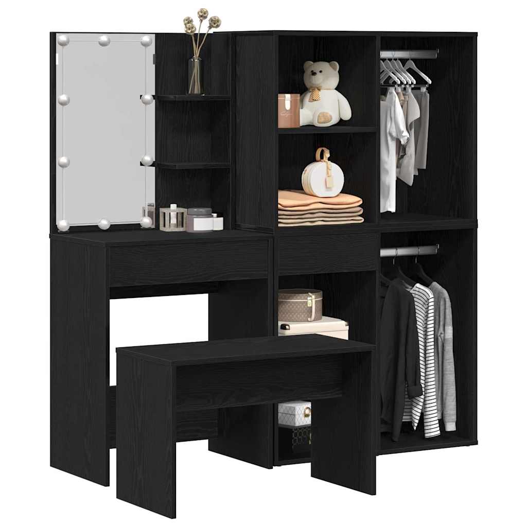 Dressing Table Set with Drawer 2 pcs Black 140 x 40 x 140 cm